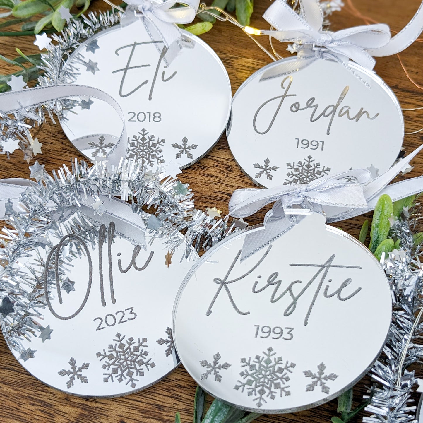 Personalised Mirrored Baubles