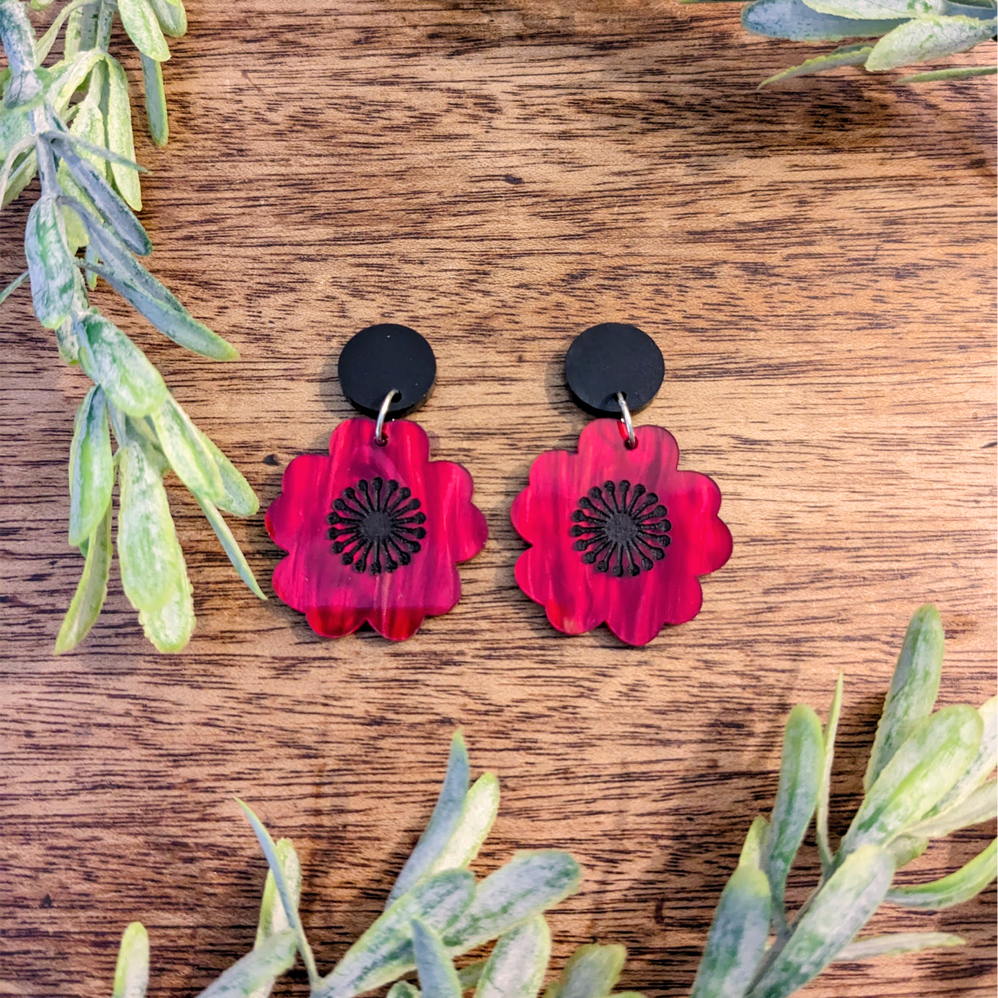 Poppy Dangle Earrings ANZAC Jewellery