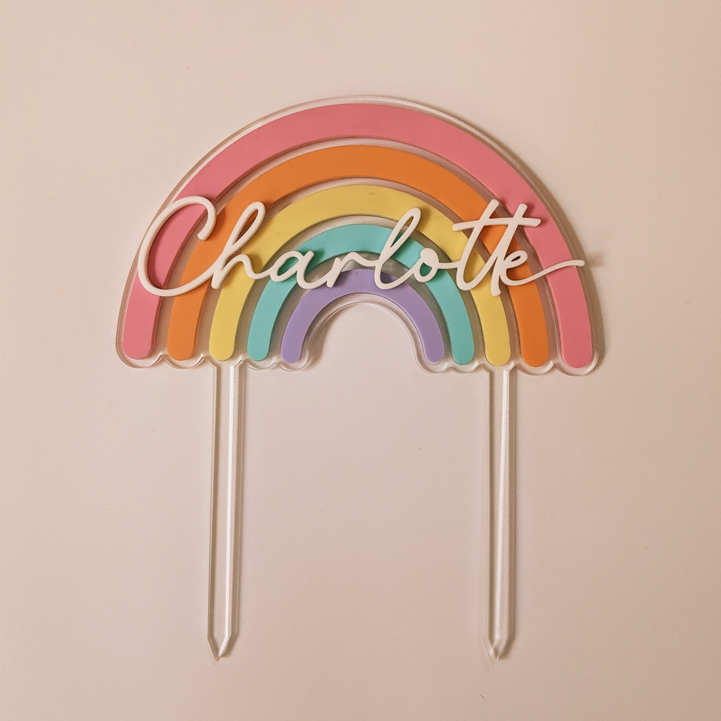 Personalised Rainbow Cake Topper