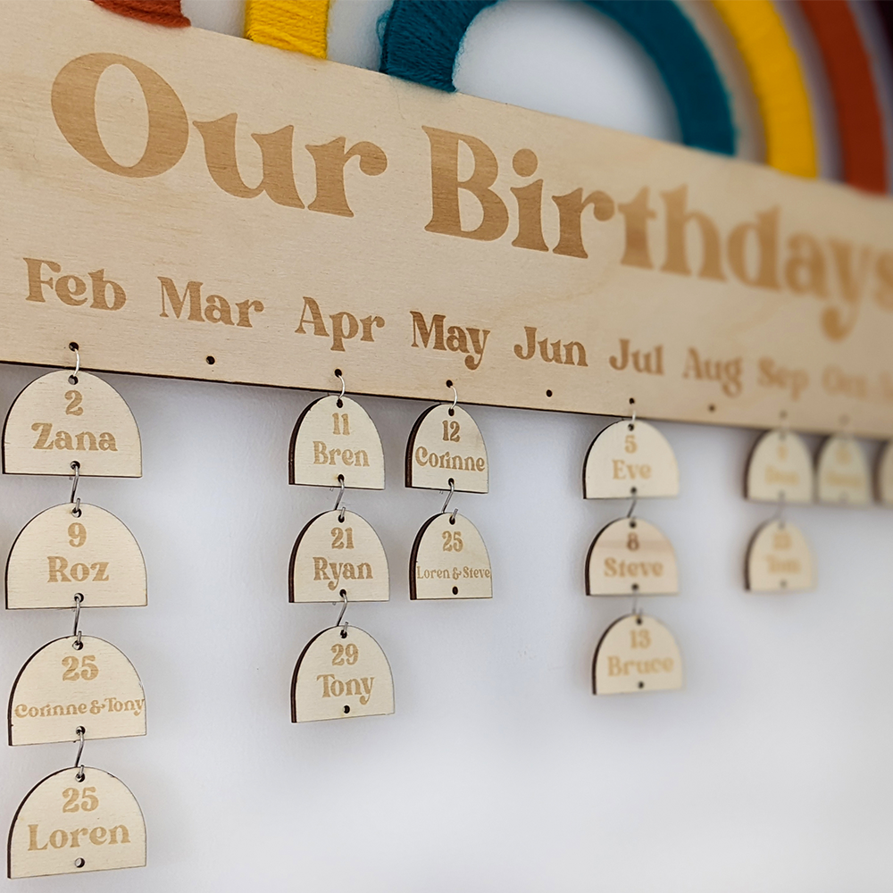 Rainbow Birthday Calendar