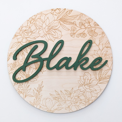 Floral Name Plaque