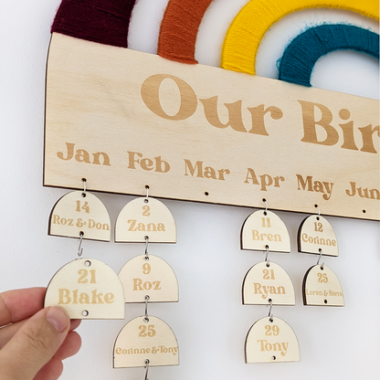 Rainbow Birthday Calendar
